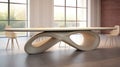 Futuristic Biomorphic Dining Table With Curved Base