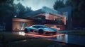 Futuristic Bionic Abode & Bright Supercar Outdoor: Ultimate Luxury