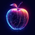 Futuristic glowing neon apple fruit