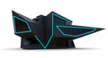 Futuristic black building with sharp, angular design resembling a spaceship. Royalty Free Stock Photo