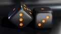 Futuristic Black Dices With Glowing Orange Neon Lights - 3D render Royalty Free Stock Photo