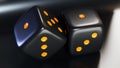 Futuristic Black Dices With Glowing Orange Neon Lights - 3D render Royalty Free Stock Photo