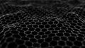 Futuristic black hexagon background. Futuristic honeycomb concept. Wave of particles. 3D rendering