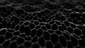 Futuristic black hexagon background. Futuristic honeycomb concept. Wave of particles. 3D rendering. Data technology background