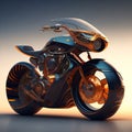 Futuristic black and orange motorcycle