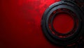 Futuristic Black Tech Ring on Red Grunge Background for Technology Sci fi and Abstract Designs Royalty Free Stock Photo