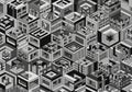 Futuristic black and white artwork featuring an array of geometric, cubic Royalty Free Stock Photo