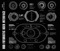 Futuristic black and white HUD, virtual touch user interface in flat design virtual reality technology screen Royalty Free Stock Photo