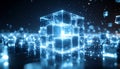 Futuristic Blockchain Data Cube Structure Royalty Free Stock Photo