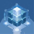 Futuristic Blockchain Data Cube Technology Royalty Free Stock Photo