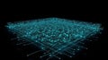 Futuristic Blockchain Network: Abstract Digital Cube, Glowing Nodes & Connection Lines. Big Data Concept, AI Technology Background Royalty Free Stock Photo