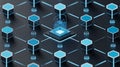 Futuristic blockchain network with central processor Royalty Free Stock Photo