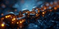 Futuristic blockchain network concept highlighting secure, encrypted data links in a decentralized system. Cryptocurrency