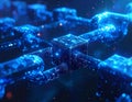 Futuristic Blockchain Network Technology with Digital Data Chains and Cyber Security Concept Royalty Free Stock Photo