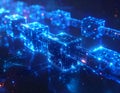 Futuristic Blockchain Data Chain Network with Glowing Digital Blocks and Cyber Security Concept Royalty Free Stock Photo