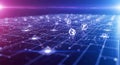 Futuristic Blockchain Network with Glowing Nodes and Connections Royalty Free Stock Photo