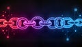Futuristic blockchain network of luminous digital blocks, vibrant technology