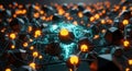 Futuristic blockchain network node glowing energy digital technology abstract concept Royalty Free Stock Photo