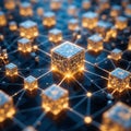 A futuristic blockchain network visualization