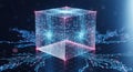 Futuristic blockchain technology cube digital network secure data processing technology Royalty Free Stock Photo