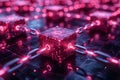 Futuristic Blockchain Technology Concept with Glowing Digital Network Generative AI