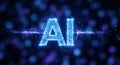 Futuristic Blue AI Digital Logo: Artificial Intelligence and Technology Innovation Concept with Digital Network Icons Royalty Free Stock Photo