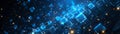 Futuristic blue background, tech theme with rounded squares, stylish and crisp
