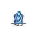 Futuristic Blue Building Logo Design Template, Construction Company