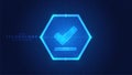 Futuristic blue check mark. Modern digital low polygon style