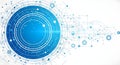 Futuristic blue circle technology interface with complex network system and data visualization Royalty Free Stock Photo