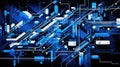 Futuristic Blue Circuitry and Technology Abstract Background