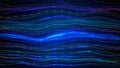 Futuristic Blue Colorful Shiny Blurry Focus Horizontal Turbulence Flowing Wavy Dotted Hair Lines Royalty Free Stock Photo