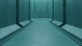 Futuristic blue concrete corridor with geometric architectural and soft lighting Royalty Free Stock Photo