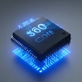 Futuristic Blue CPU Processor Glowing with Power Royalty Free Stock Photo