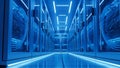 Futuristic Blue Data Center Corridor Royalty Free Stock Photo