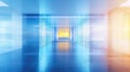 Futuristic blue data corridor with glowing screen Royalty Free Stock Photo
