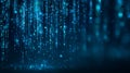Futuristic blue digital background with glowing data lines, binary code Royalty Free Stock Photo