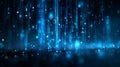 Futuristic blue digital background with glowing data lines, binary code Royalty Free Stock Photo