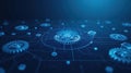 Futuristic blue digital blueprint of interlocking gears and circuits Royalty Free Stock Photo