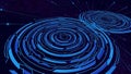 Futuristic blue digital concentric circles with binary code background Royalty Free Stock Photo