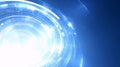 Futuristic Blue Digital Interface with Concentric Circles and Data Streams Royalty Free Stock Photo