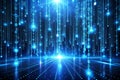 Futuristic blue digital matrix filled with binary code, representing the connectivity and advanced technology of the virtual world Royalty Free Stock Photo