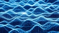 Futuristic blue digital network grid with undulating waves and glowing nodes Royalty Free Stock Photo