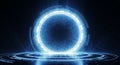 Futuristic Blue Digital Portal with Circuit Board Pattern and Glowing Energy Effect technology science fiction Royalty Free Stock Photo