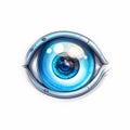 Futuristic Blue Eye Illustration: Caricature-like Smart Contact Lens Sprite