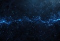 Abstract Blue Network Interconnected Lines Dots Dark Background - Modern Technology Concept Data Royalty Free Stock Photo