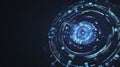 Futuristic blue glowing circular technology interface on dark background Royalty Free Stock Photo