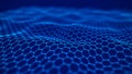 Futuristic blue hexagon background. Futuristic honeycomb concept. Wave of particles. 3D rendering