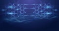 Futuristic Blue Hexagonal Grid with Glowing Lights and Abstract Background Royalty Free Stock Photo