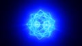 Futuristic blue holographic sphere formed of transparent geometric rings and glowing points Royalty Free Stock Photo